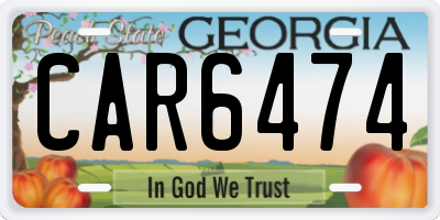 GA license plate CAR6474