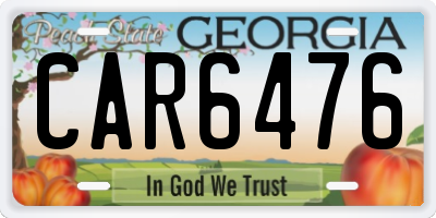 GA license plate CAR6476