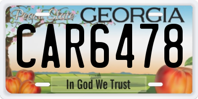 GA license plate CAR6478