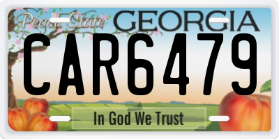 GA license plate CAR6479