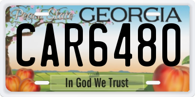 GA license plate CAR6480