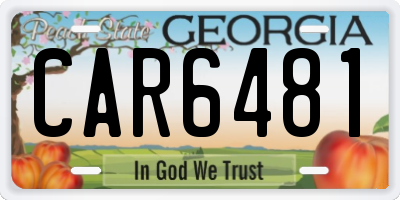 GA license plate CAR6481