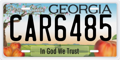 GA license plate CAR6485