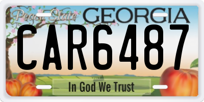 GA license plate CAR6487