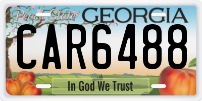 GA license plate CAR6488