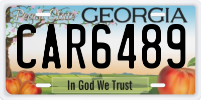 GA license plate CAR6489