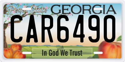 GA license plate CAR6490