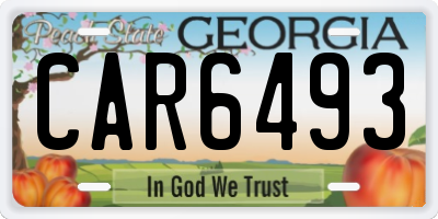 GA license plate CAR6493