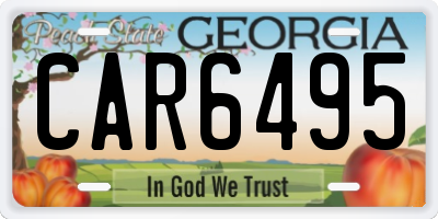 GA license plate CAR6495