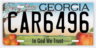 GA license plate CAR6496