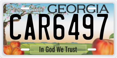 GA license plate CAR6497