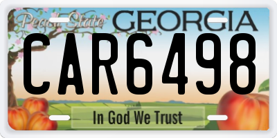 GA license plate CAR6498