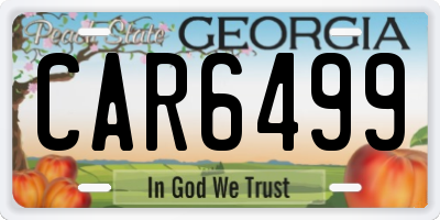 GA license plate CAR6499