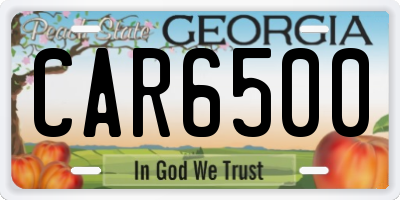 GA license plate CAR6500