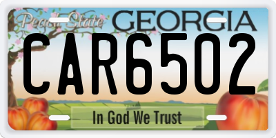 GA license plate CAR6502