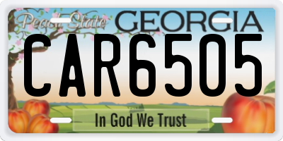 GA license plate CAR6505