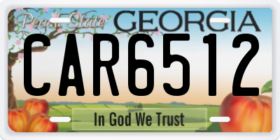 GA license plate CAR6512