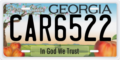 GA license plate CAR6522