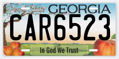 GA license plate CAR6523