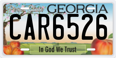 GA license plate CAR6526