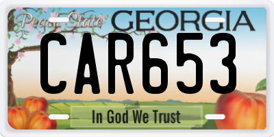 GA license plate CAR653