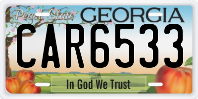GA license plate CAR6533