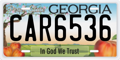 GA license plate CAR6536