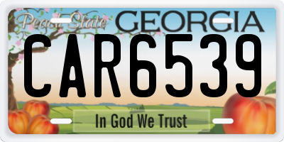 GA license plate CAR6539