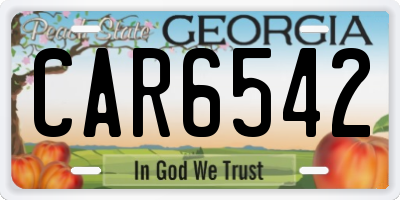 GA license plate CAR6542