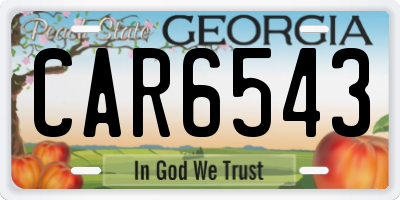 GA license plate CAR6543