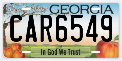 GA license plate CAR6549