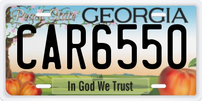 GA license plate CAR6550