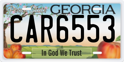 GA license plate CAR6553