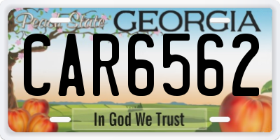 GA license plate CAR6562