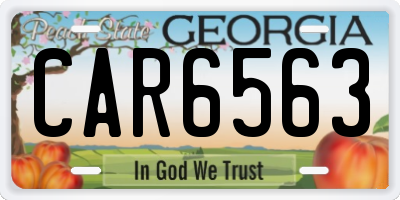 GA license plate CAR6563
