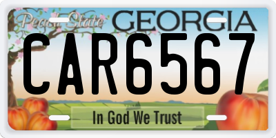 GA license plate CAR6567