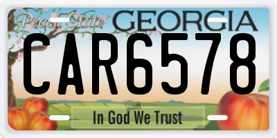 GA license plate CAR6578