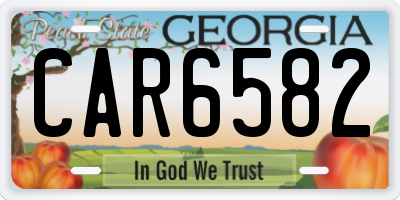 GA license plate CAR6582