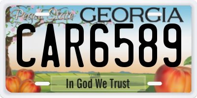 GA license plate CAR6589