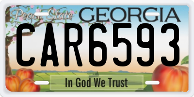 GA license plate CAR6593