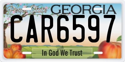 GA license plate CAR6597