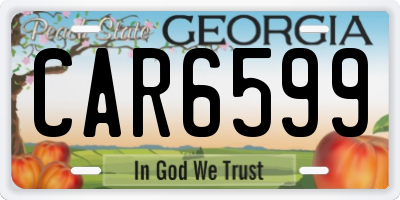 GA license plate CAR6599