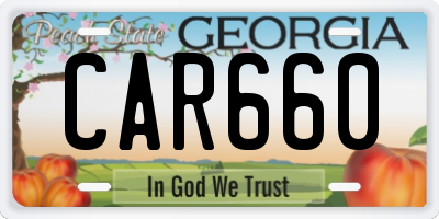 GA license plate CAR660