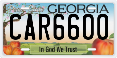 GA license plate CAR6600