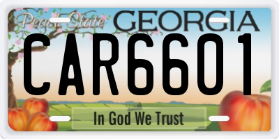 GA license plate CAR6601