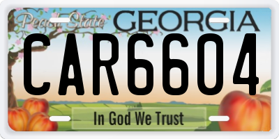 GA license plate CAR6604