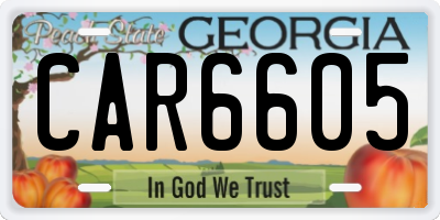 GA license plate CAR6605