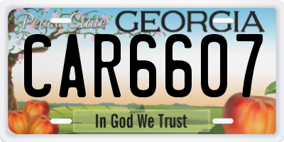 GA license plate CAR6607