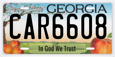 GA license plate CAR6608