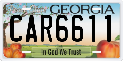 GA license plate CAR6611